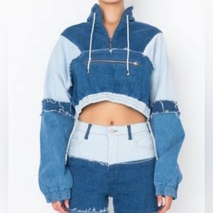 AKIRA denim pullover crop jacket